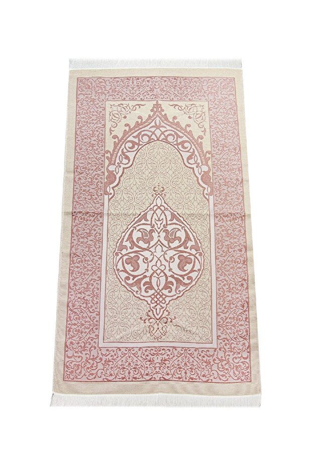 Luxury Light Color Ottoman Taffeta Prayer Rug - 0210 - Red Color