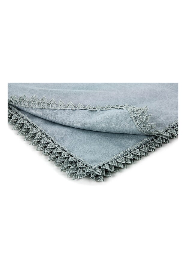 Scalloped Patterned Square Blanket Gray - 2