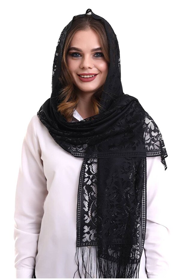 شال تول نارين أسود 60x160
