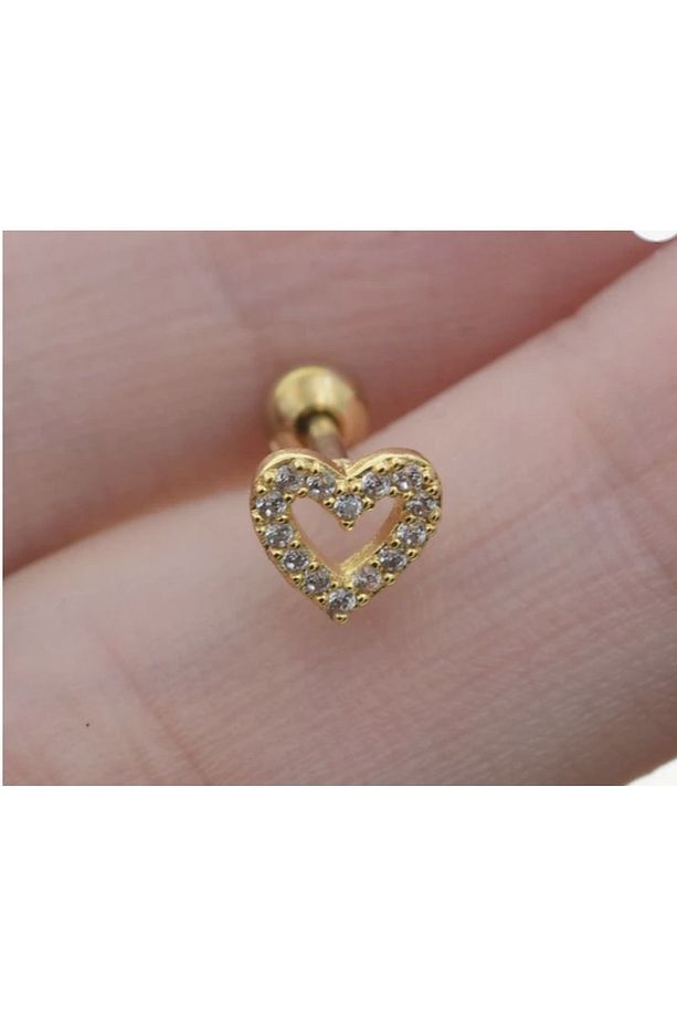 Çelik Kalp Figürlü Kıkırdak Helix Tragus Piercing(1adet) - 4