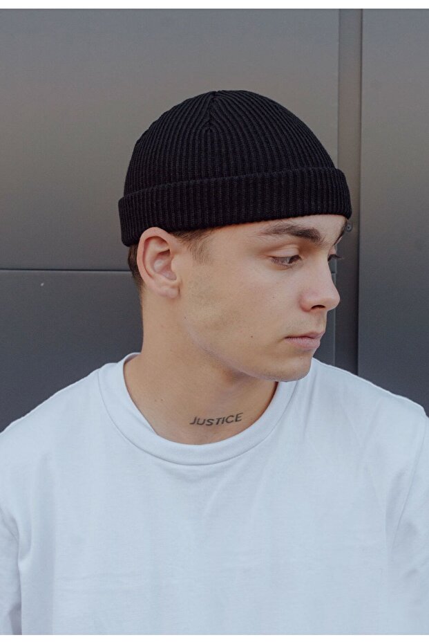 Tiriko Black Style Short Beret Hipster Beret Skullcap Beret Leon Model Hip Hop Beret