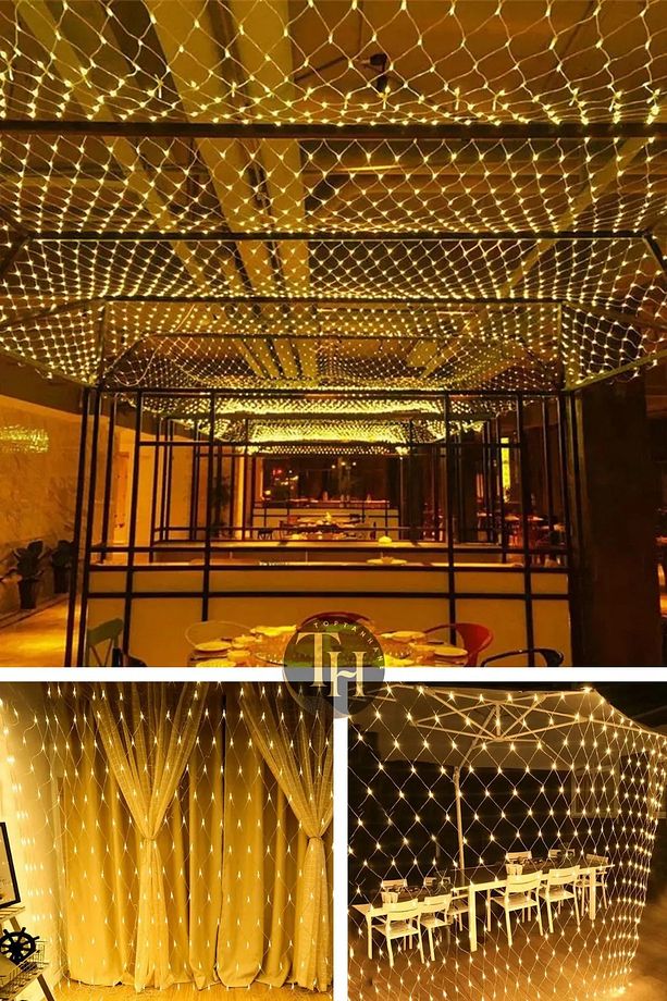 2x2 Metre Animasyonlu Ağ Perde Led Fişli Eklenebilir Modlu File Yılbaşı Süsleme 144 Ledli - 6