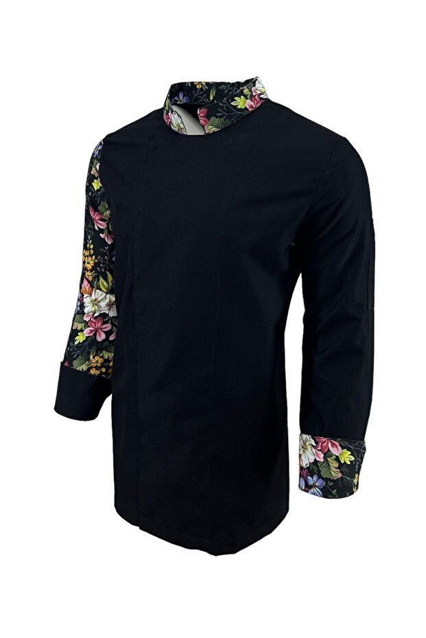سترة الشيف بأكمام مزخرفة بالزهور - 4