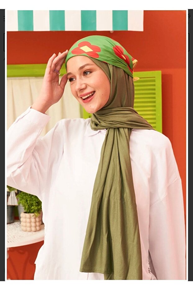 شال قطن أخضر ممشط