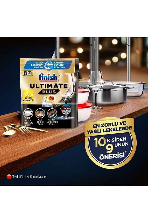 Ultimate Plus Hepsi Bir Arada Bulaşık Makinesi Deterjanı  Kapsül Tablet Limon 60 Adet - 7