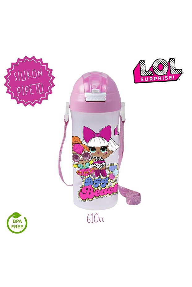 610 ml Water Bottle Lol Straw Drinker