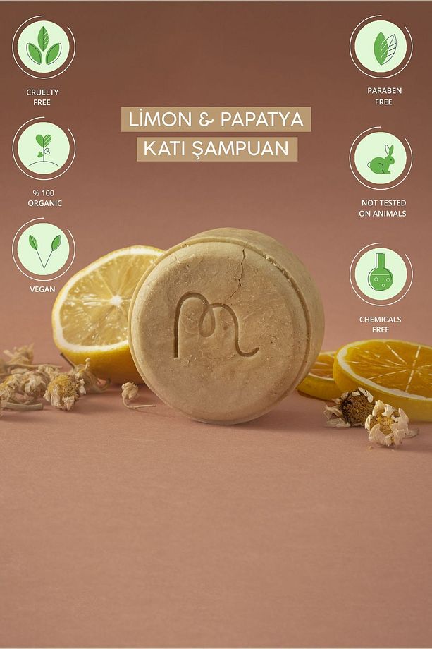 - Limon & Papatya Katı Şampuan 120 Gr, Solid Shampoo, Bitkisel, %100 Doğal El Yapımı - 1