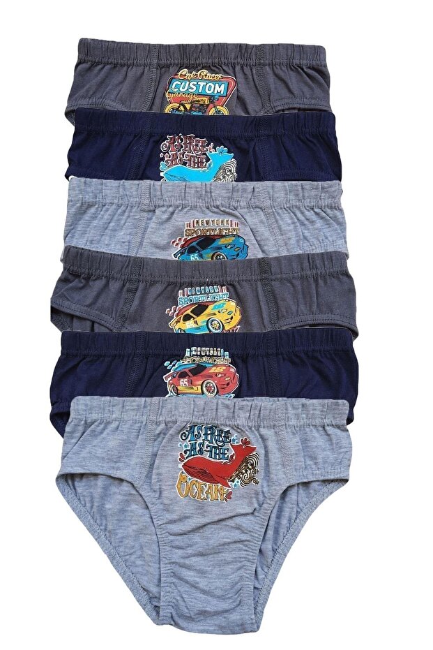 Boys' Colorful Patterned Slip Underpants Cotton 6 Pack