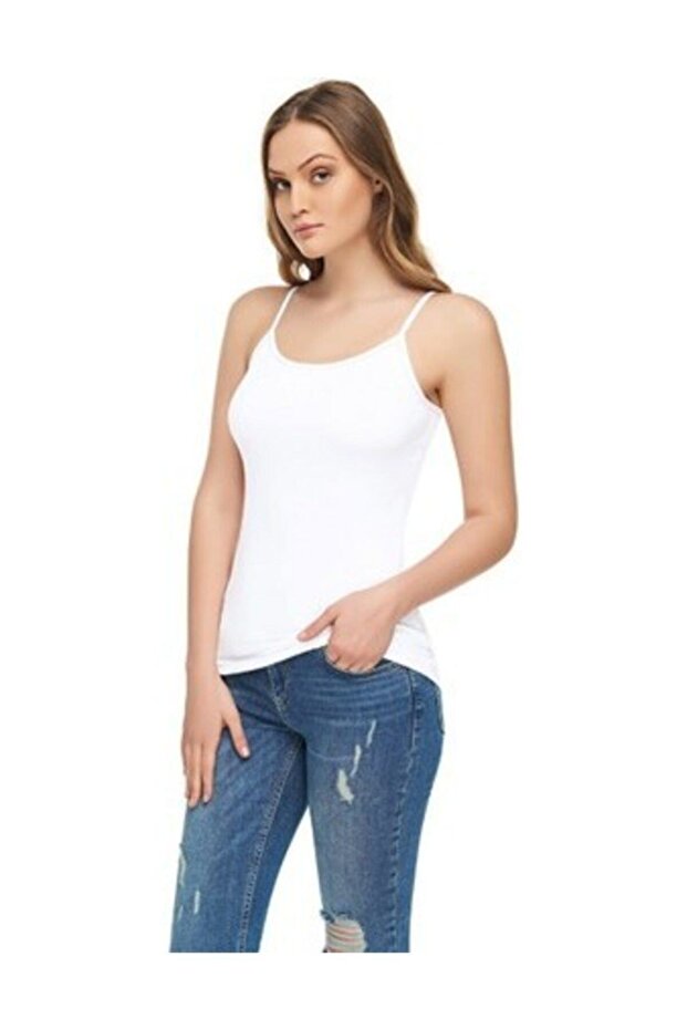 Women's White Modal Lycra Strapless Tank Top 3-Piece Set