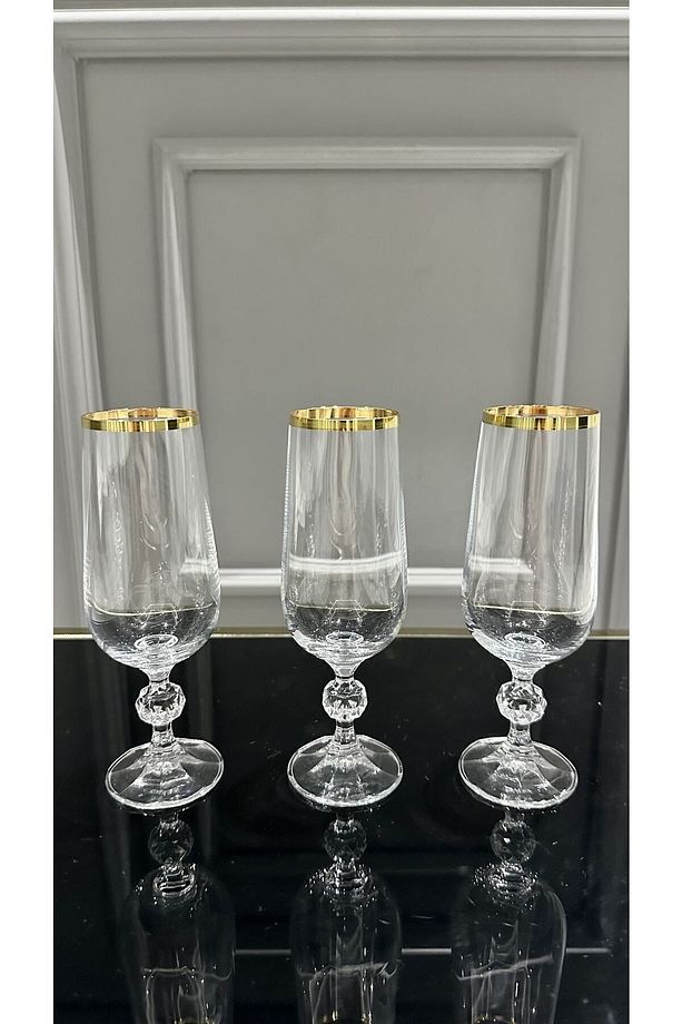 Crystalex Gold Ayaklı Kahve Yanı Su Bardağı 180 Ml - 3