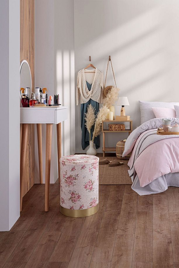 Puf Handmade Gül Pembe Silindir Dekoratif Bench - 2