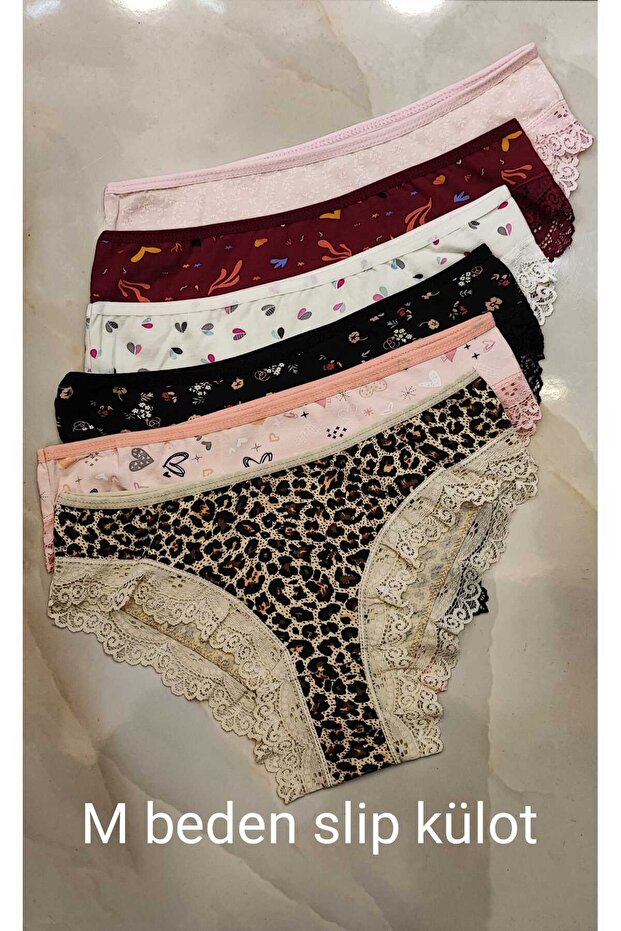Lace Printed Pattern Women's Panties, Pack of 6