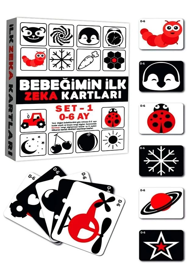 Eğitici Bebeğimin İlk Zeka Kartları Set-1 - Bebekler İçin Resimli İlk Aktivite Zeka Kart Seti 0-6 Ay - 3