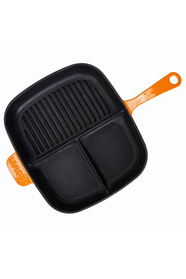 3 Compartment Rectangular Grill - Iron Solid, Handle Size 26X30 cm - 3