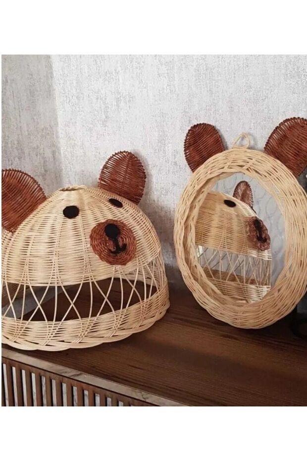 Rattan Panda Avize Ve Ayna Set - 2