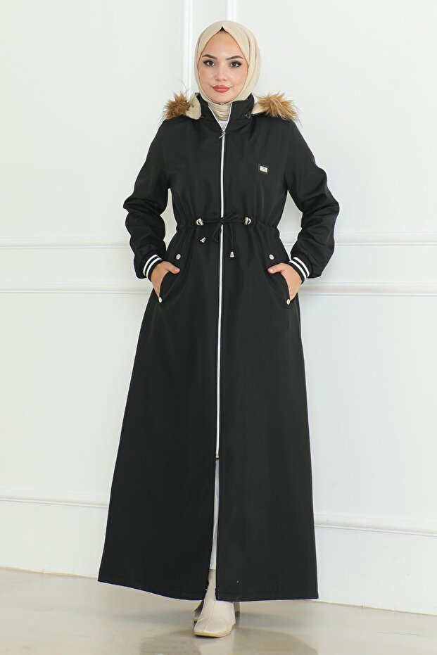 Beli Laced Ribbed Coat Black 19215