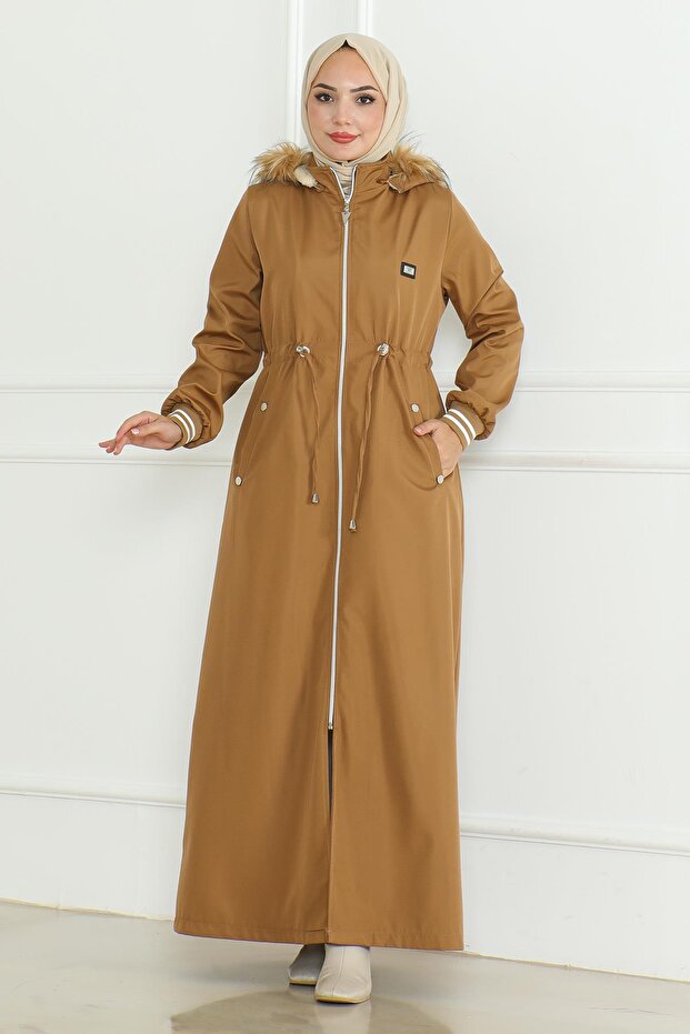 Beli Ribbed Lace-Up Coat Brown 19215