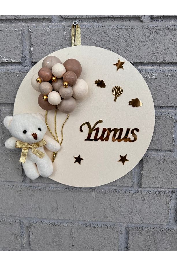 26 cm Yuvarlak Bubble Ayıcıklı Bebek Kapı ve Duvar Süsü - 1