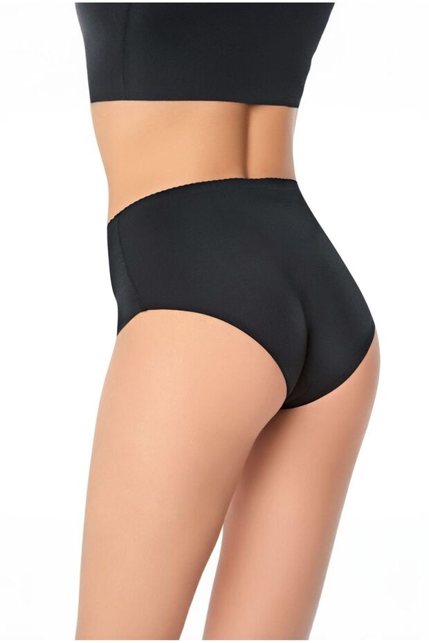 Women's Black Bato Panties Seamless Laser Cut Non-Marking Gathering Silicone