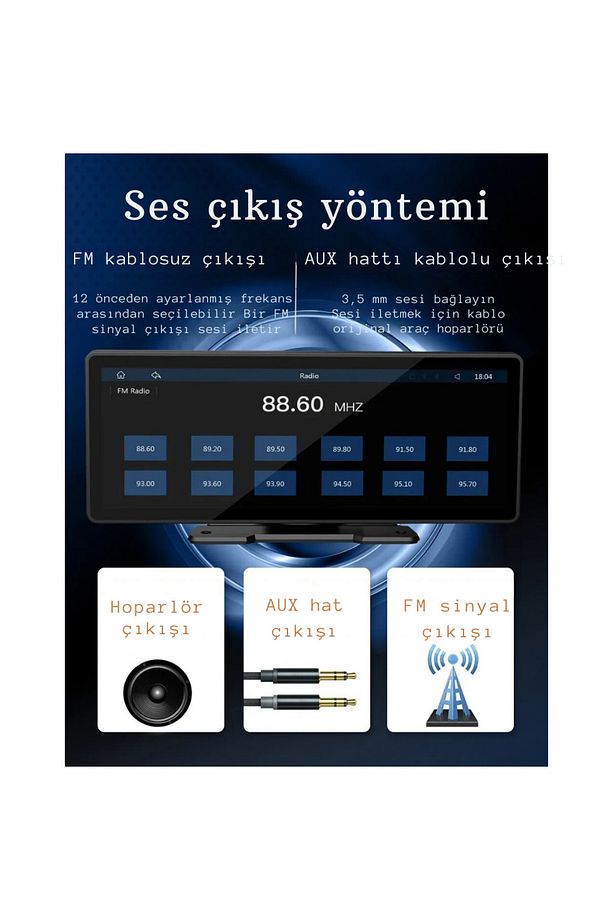Carplay Tak Çalıştır Apple Kablosuz Android Auto Ekran Araç 10.2İnç - 7