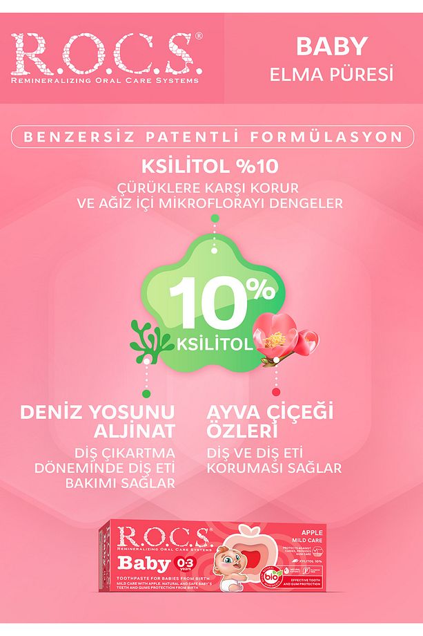 R.O.C.S. BABY 0-3 YAŞ ELMA PÜRESİ DİŞ MACUNU 45g – YENİ AMBALAJ - 2