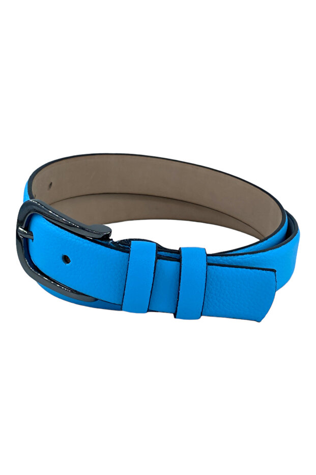 Women's 100% Genuine Leather 3 cm Wide Belt with Buckle