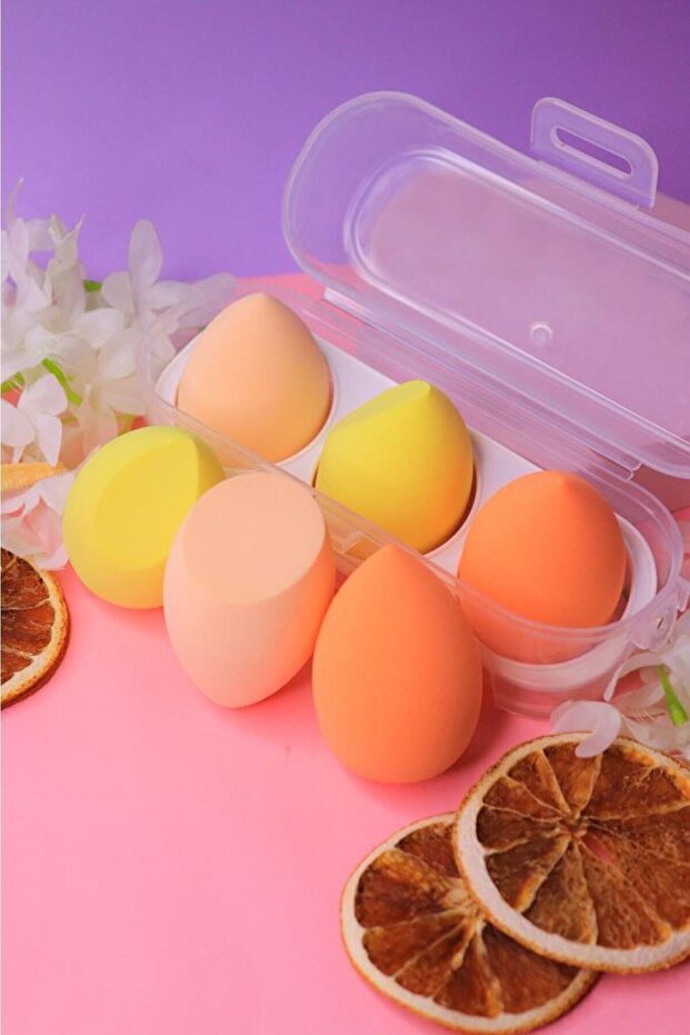 Yellow 3-Piece Makeup Sponge Set with Stand