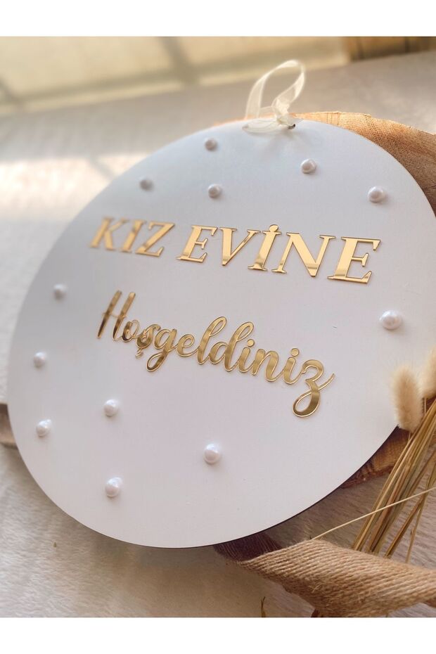 KIZ EVİNE HOŞGELDİNİZ GOLD VE GÜMÜŞ PLEKSİ İNCİ DETAYLI - 2