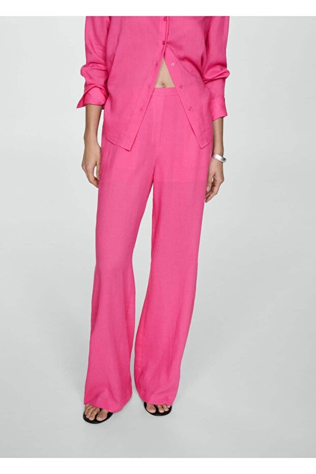 Düz kesim lyocell pantolon - 1