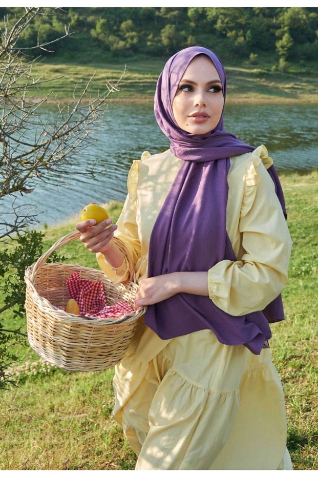 Pamuk Cazz Şal Mürdüm