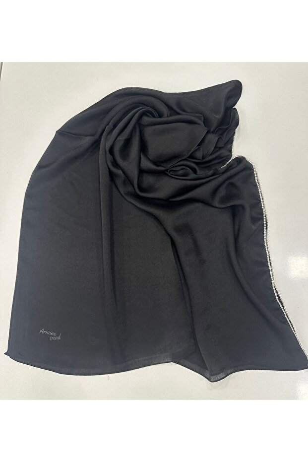 Black Thin Cashmere Design Shawl (Silver Stone)