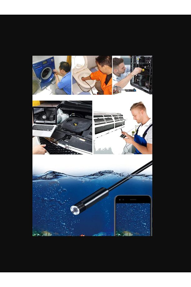 Yeni Nesil Su Geçirmez Endoskop Yılan Video Kamera Led'li 1 ,5 Metre 7 Mm Sert Kablo - 4