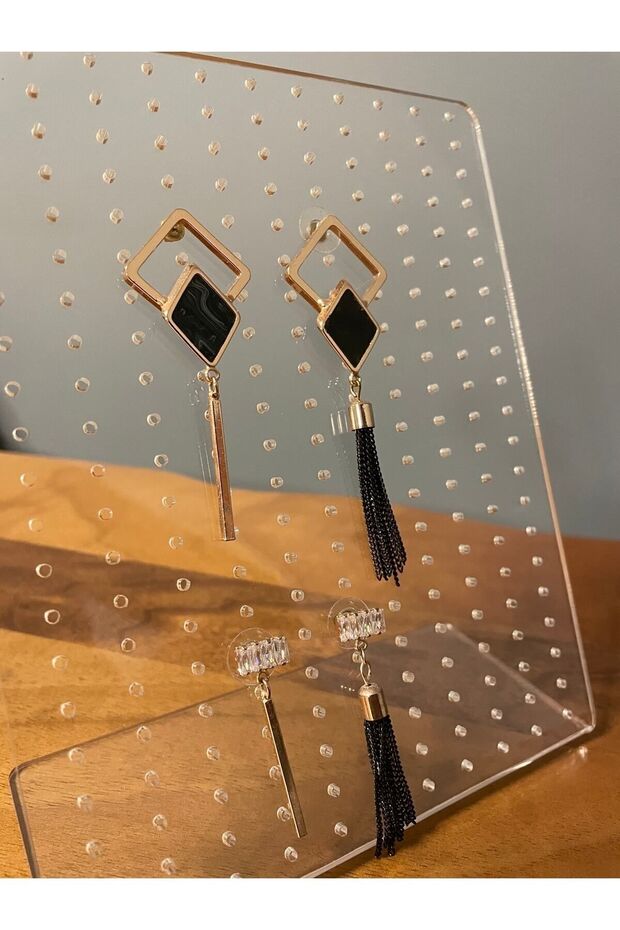 حامل أقراط ومجوهرات من زجاج شبكي - 4