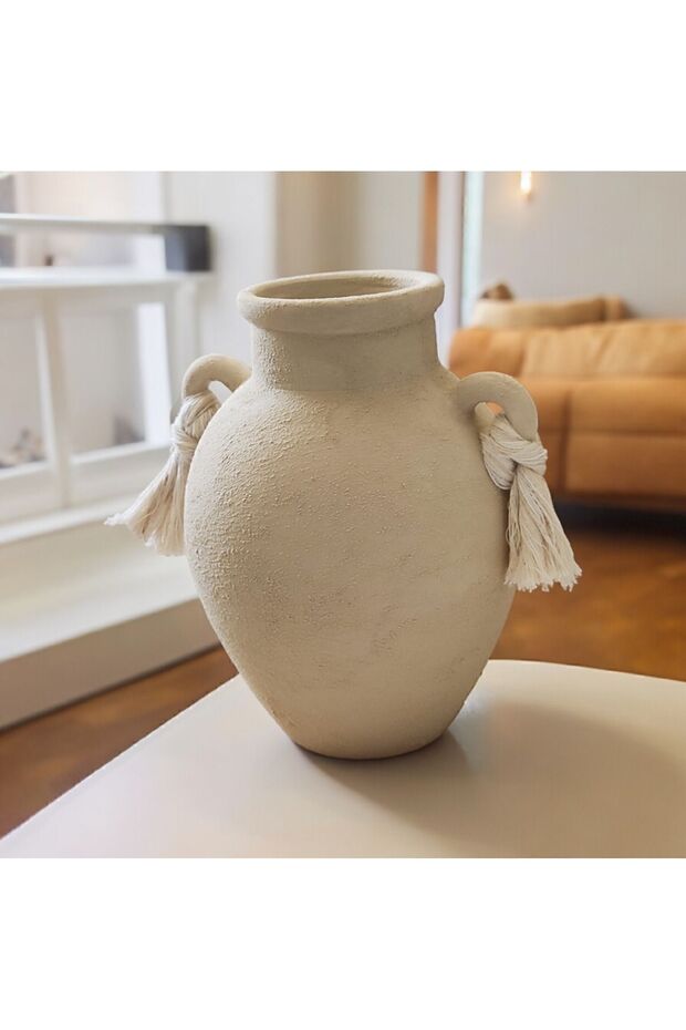 Decorative Vase with Textured Handle - 3