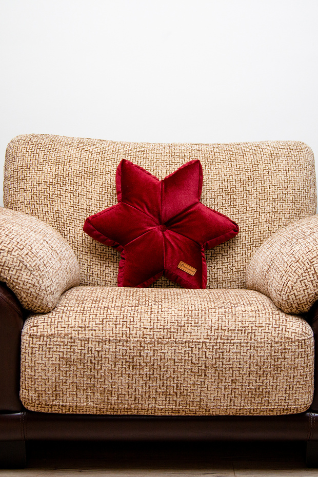 Claret Red Star Pillow with Inner Padding - 42*42 Cm - 2