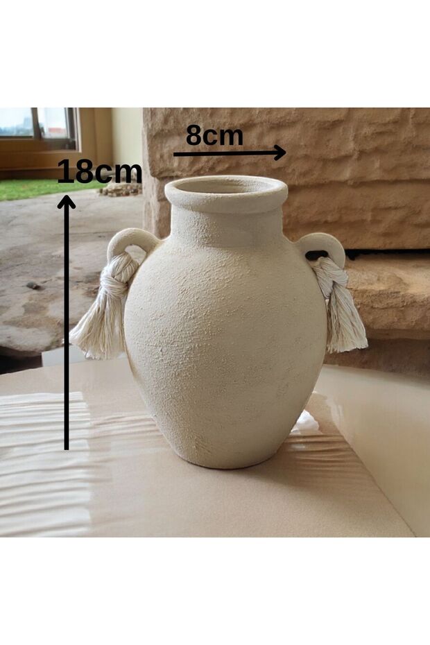 Decorative Vase with Textured Handle - 5