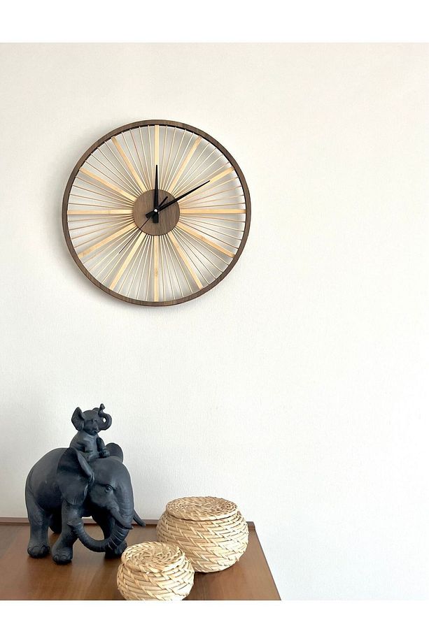 40 Cm El Yapımı Bambu Rattan Dekoratif Duvar Saati - 1
