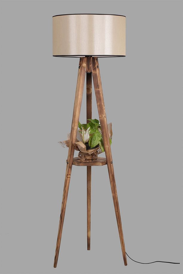 Sehbalı Tripod Yanık Lambader Silindir 15-3 Abajurlu - 3