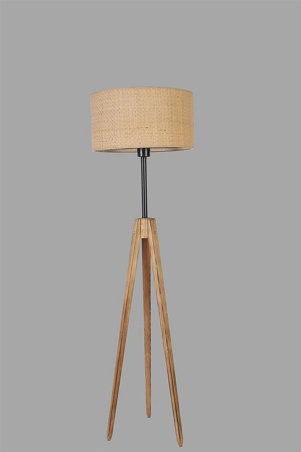 KANARYA YANIK LAMBADER SİLİNDİR HASIR RATTAN ABAJURLU - 3