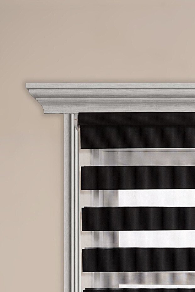 Siyah Bambu Stor Zebra Perde Etek Dilimsiz - 4