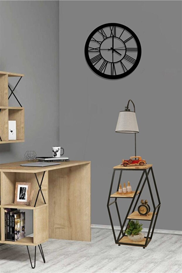 Sembol Yanık Lambader Pramit Açık Hasır Gri Abajurlu - 1