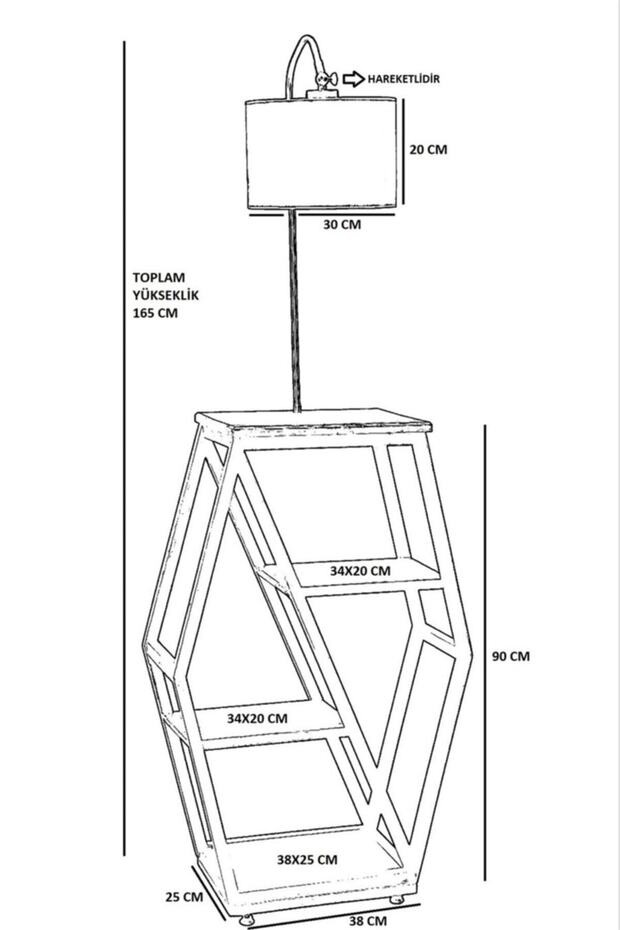Asos Yanık Lambader Silindir Hardal Abajurlu - 4