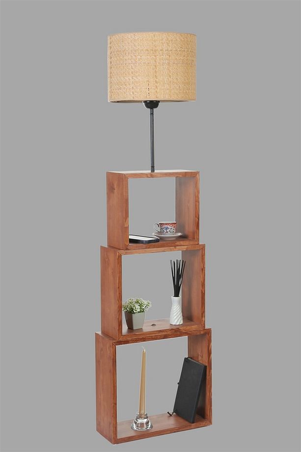 PUZZLE CEVİZ LAMBADER HASIR RATTAN ABAJURLU - 3