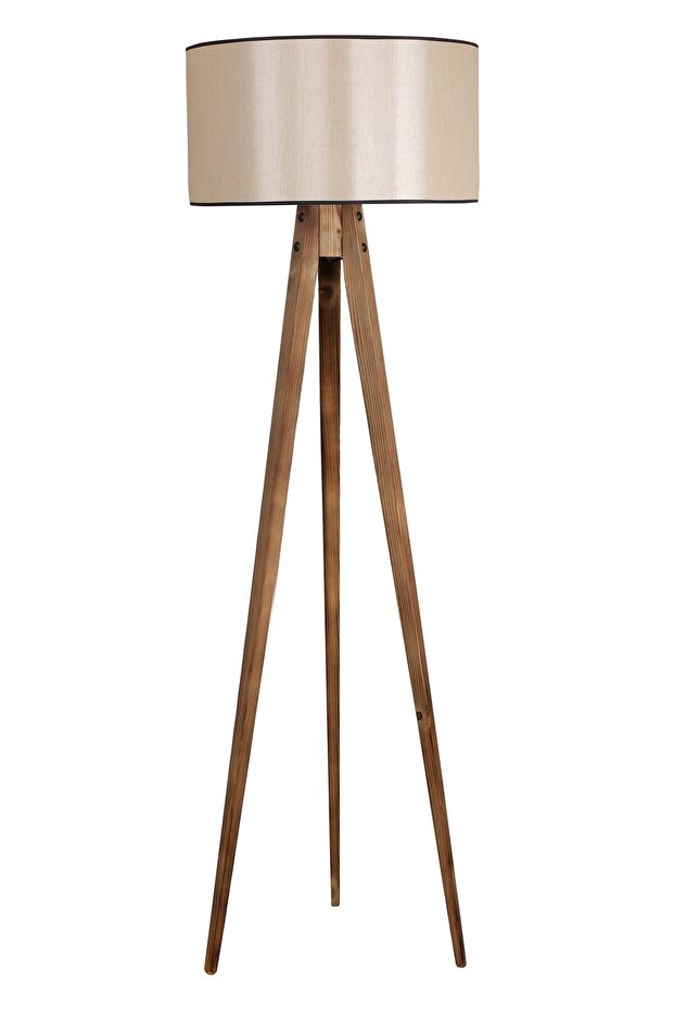 Tripod Yanık Lambader Pramit Açık Hasır Abajurlu - 2