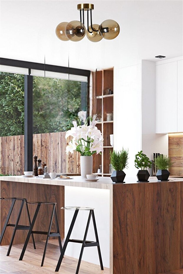 PABLO 4 LÜ ESKİTME BAL CAMLI AVİZE - 2