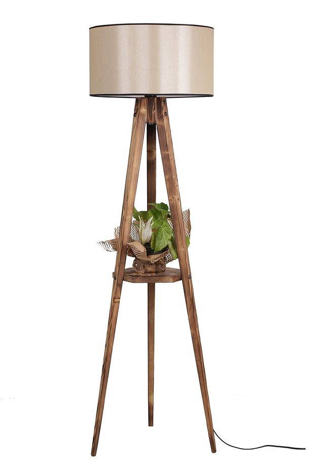 Sehbalı Tripod Yanık Lambader Silindir 15-3 Abajurlu - 2