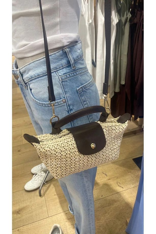 Stores Kadın Hasır Örme Mini El ve Omuz Çantası - 3