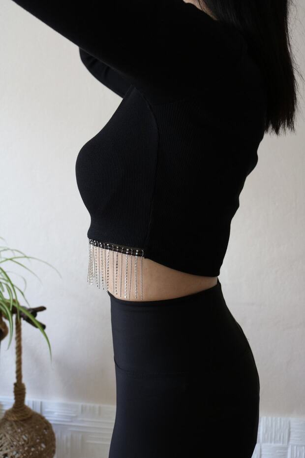 Taşlı Crop Top - 3