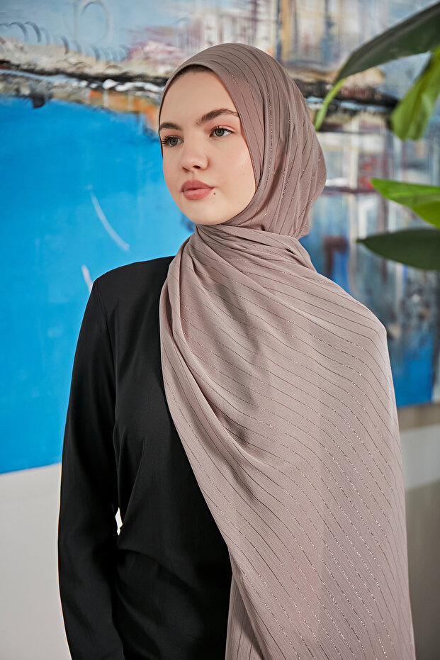 Transparent Glitter Crinkle Chiffon Shawl - Platinum -