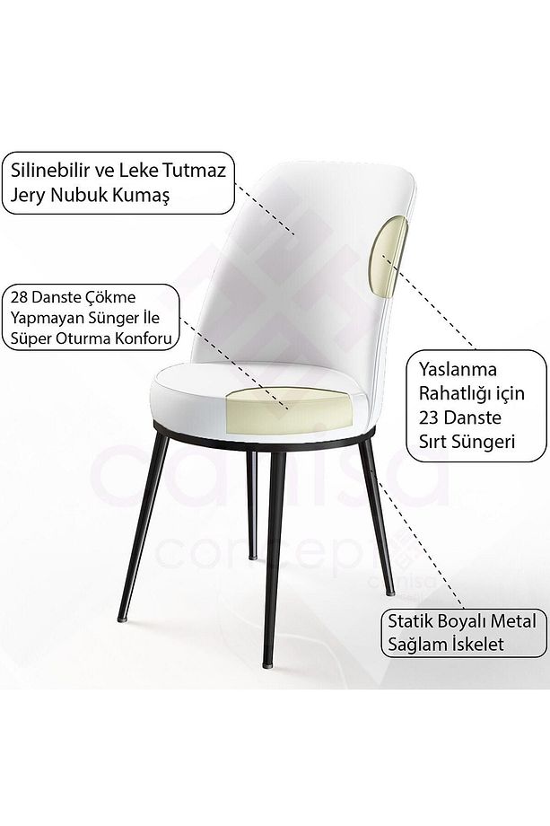 Nil Serisi 70x110 Sabit Mutfak Masası Takımı Siyah Mermer Desen Masa 4 Gül Kurusu Sandalye - 5